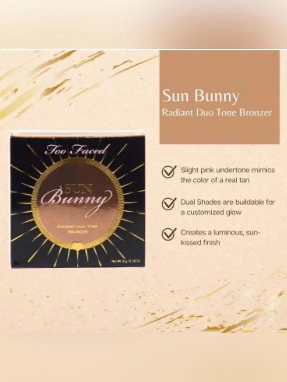 ✨ NEW Too Faced Sun Bunny Radiant Duo Bronzer California Glow BNIB Full Size ✨